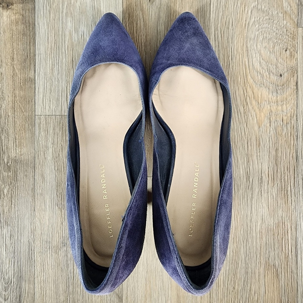 Loeffler‎ Randall 8.5 Blue Suede Pointed Toe Heels Pumps Classic Dress Shoes - Picture 5 of 11